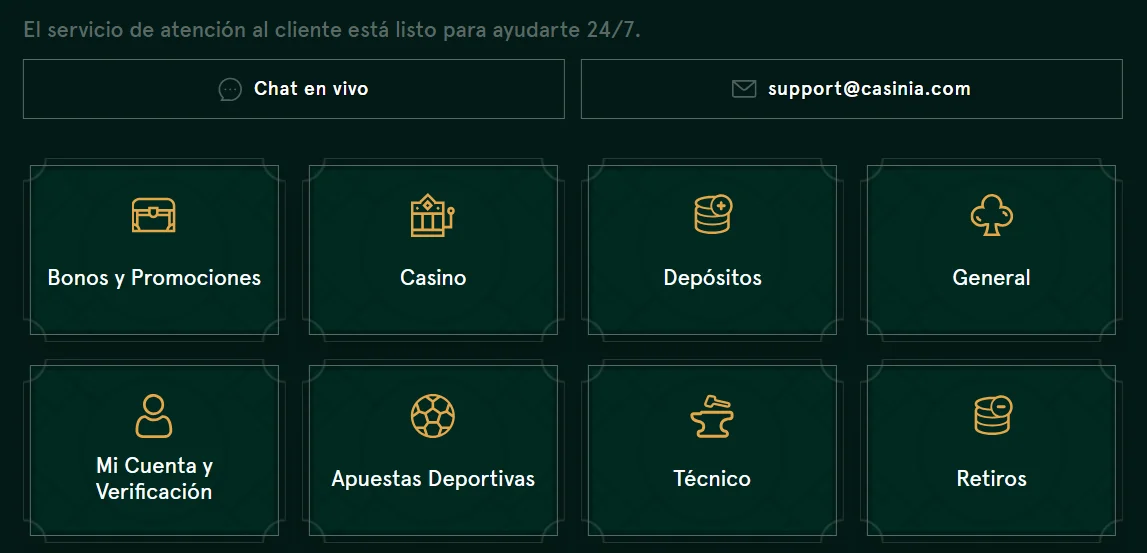 Casinia Atención al cliente Casinia Atención al cliente